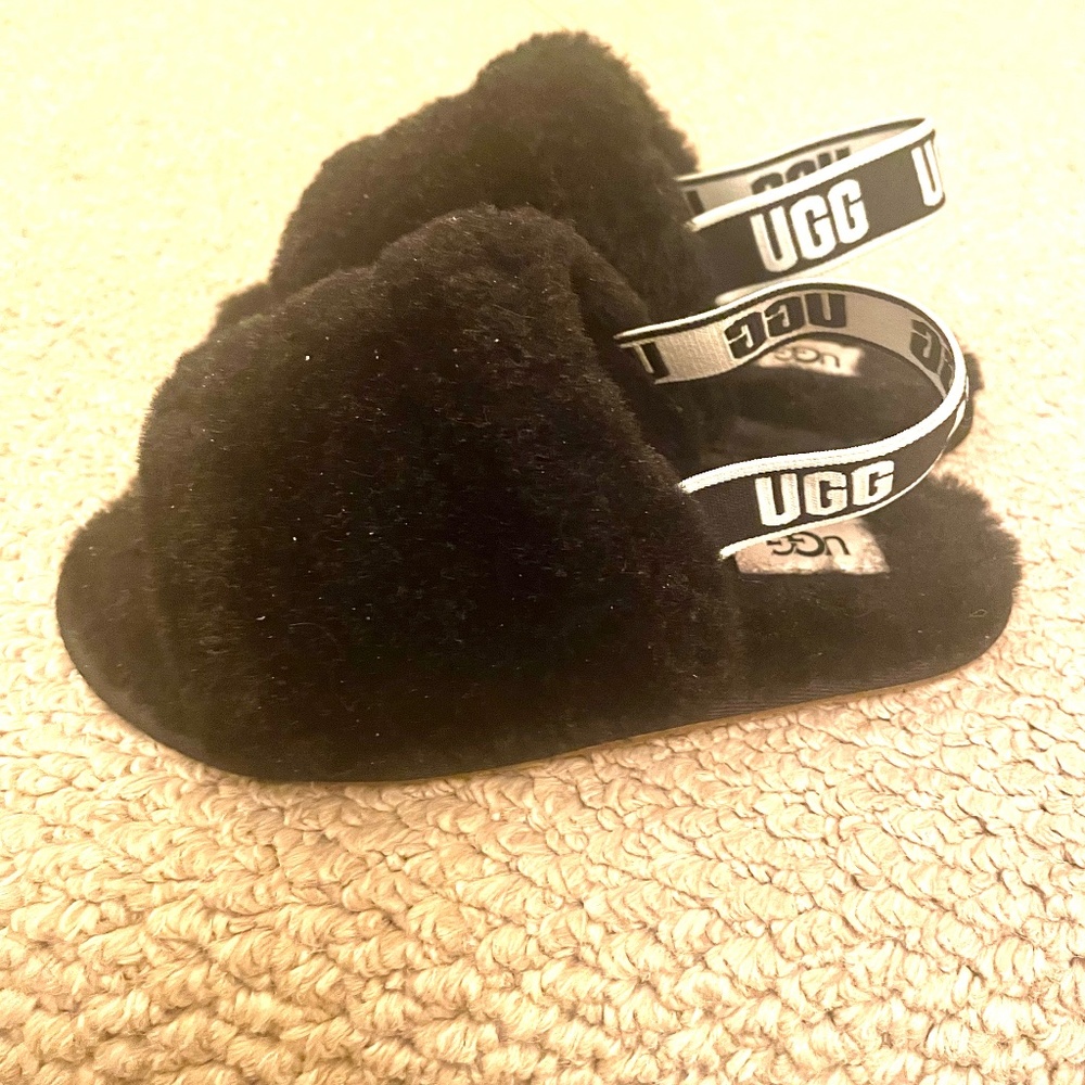 UGG - Toddler Girls Fluff Yeah Slides - Black Size 11